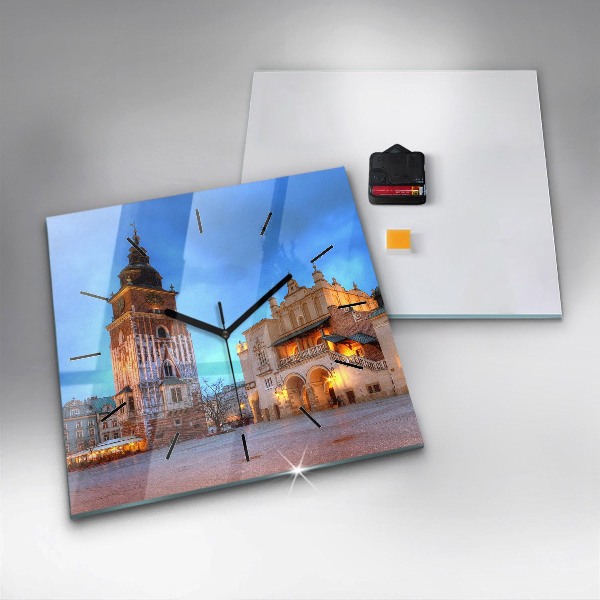 Reloj de pared cuadrado Plaza del Mercado Principal en Cracovia