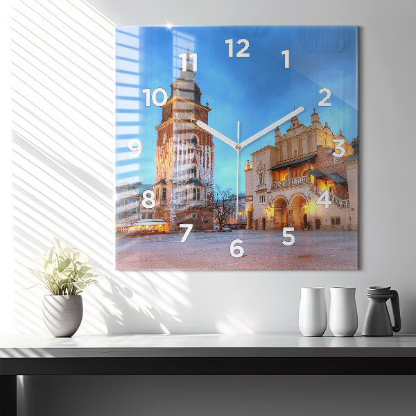Reloj de pared cuadrado Plaza del Mercado Principal en Cracovia