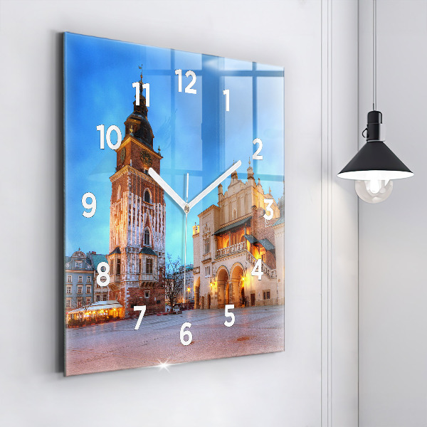 Reloj de pared cuadrado Plaza del Mercado Principal en Cracovia