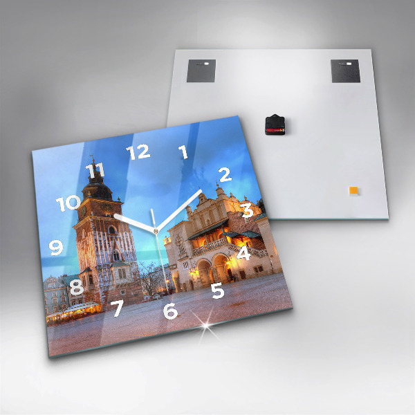 Reloj de pared cuadrado Plaza del Mercado Principal en Cracovia