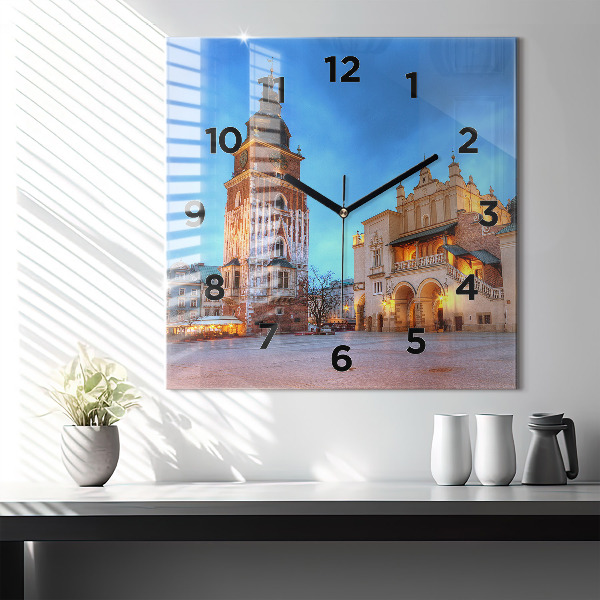 Reloj de pared cuadrado Plaza del Mercado Principal en Cracovia
