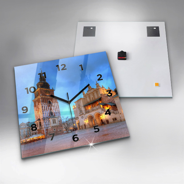 Reloj de pared cuadrado Plaza del Mercado Principal en Cracovia