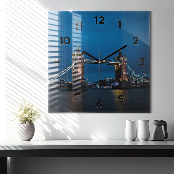 Reloj de pared cuadrado Tower Bridge Londres de noche