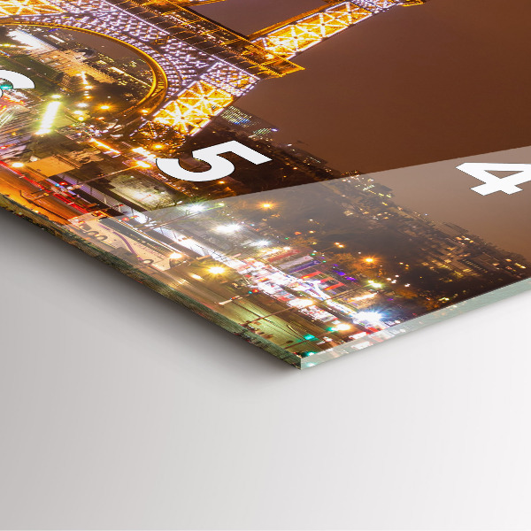 Reloj de pared cuadrado Torre Eiffel iluminada