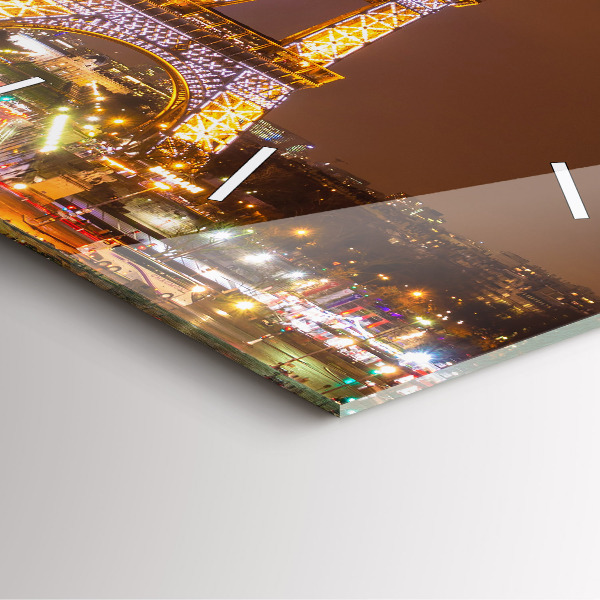 Reloj de pared cuadrado Torre Eiffel iluminada