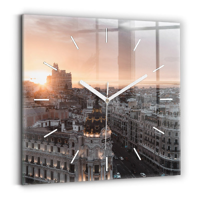 Reloj de pared cuadrado Ciudades al atardecer