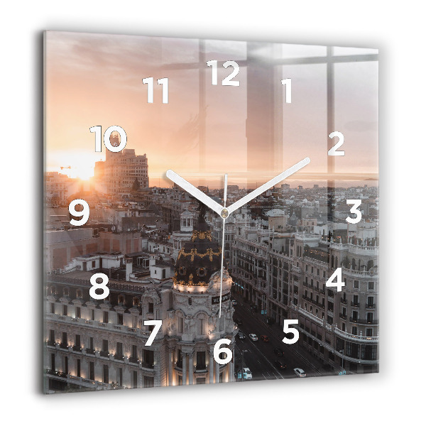 Reloj de pared cuadrado Ciudades al atardecer