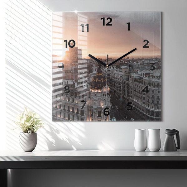 Reloj de pared cuadrado Ciudades al atardecer