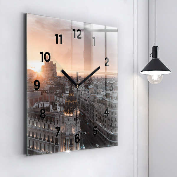Reloj de pared cuadrado Ciudades al atardecer