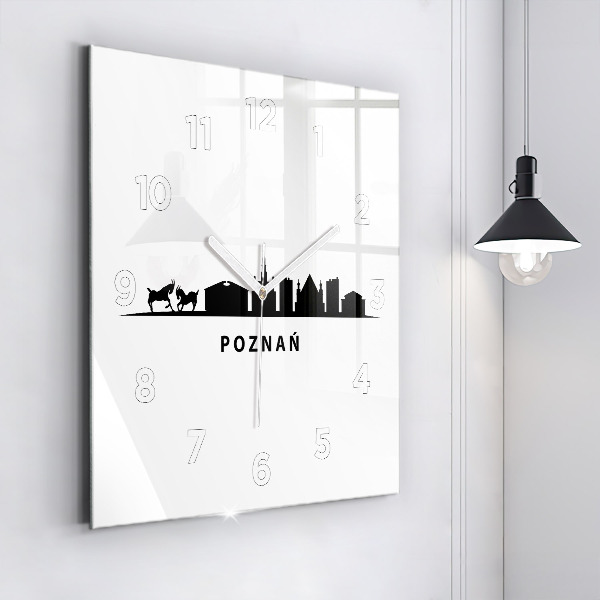 Reloj de pared cuadrado Gráfico del horizonte de Poznan