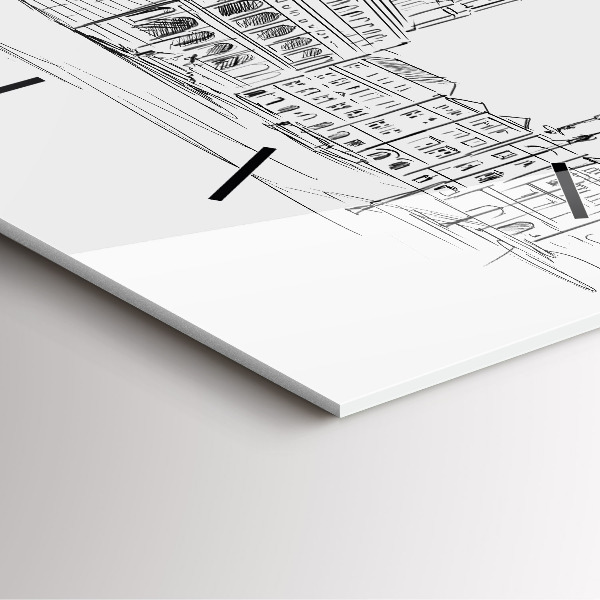 Reloj de pared cuadrado Boceto de la ciudad vieja de Poznan