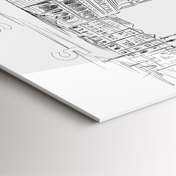 Reloj de pared cuadrado Boceto de la ciudad vieja de Poznan