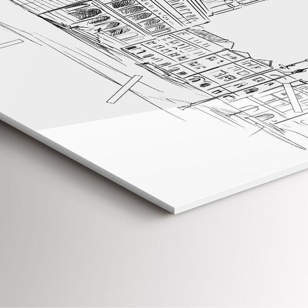 Reloj de pared cuadrado Boceto de la ciudad vieja de Poznan