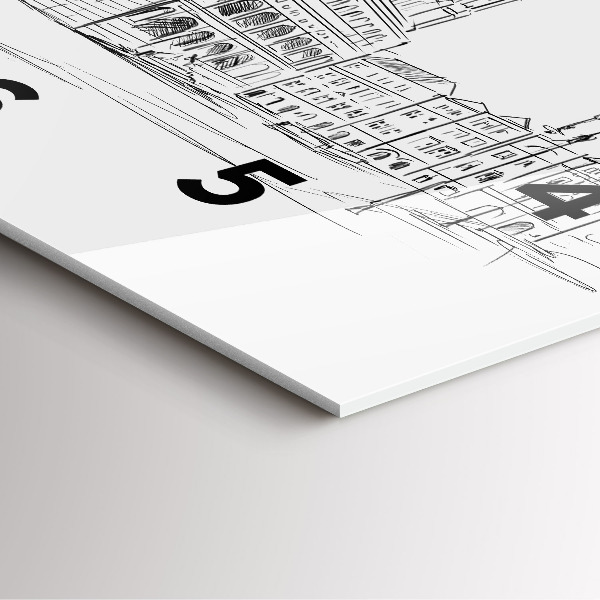 Reloj de pared cuadrado Boceto de la ciudad vieja de Poznan