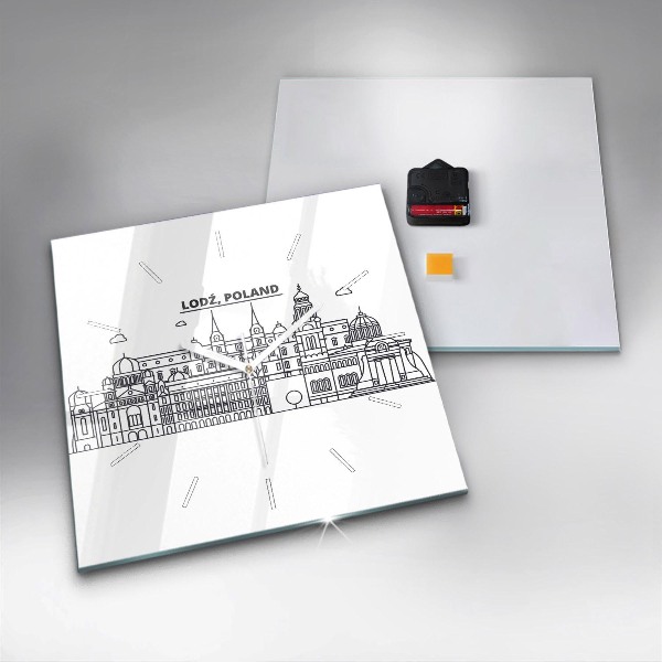 Reloj de pared cuadrado Łódź arquitectura panorama