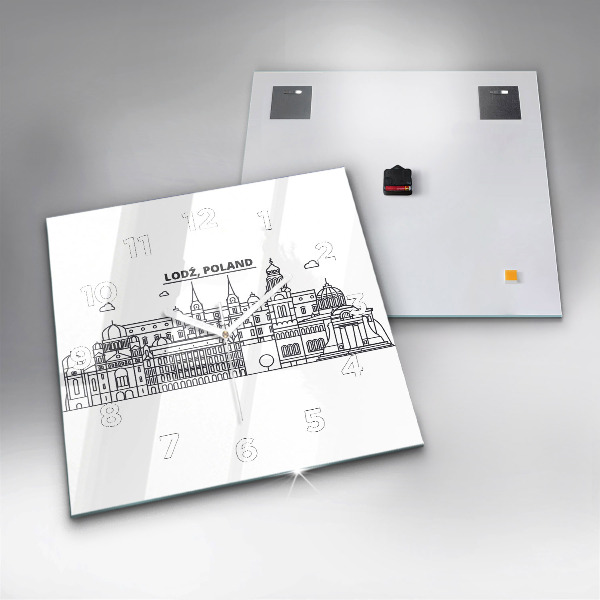 Reloj de pared cuadrado Łódź arquitectura panorama