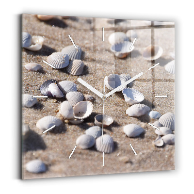 Reloj de pared cuadrado Conchas en la playa
