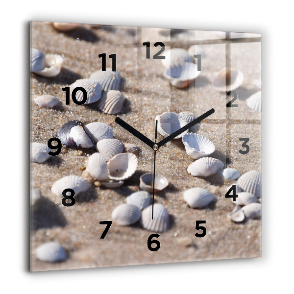 Reloj de pared cuadrado Conchas en la playa