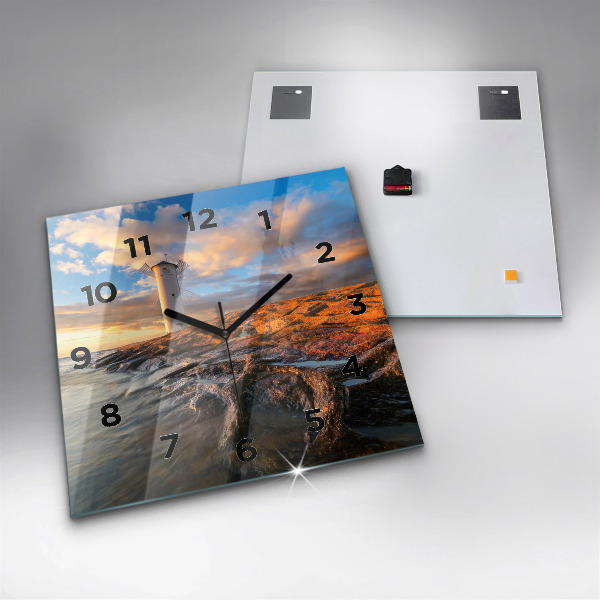Reloj de pared cuadrado Faro y mar Báltico