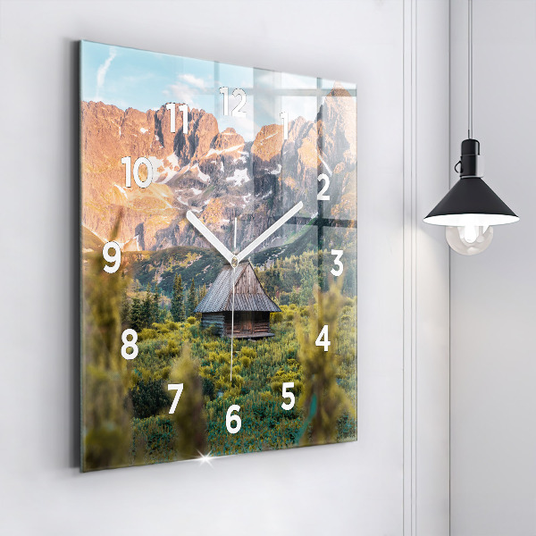Reloj cuadrado Cabaña en los montes Tatra