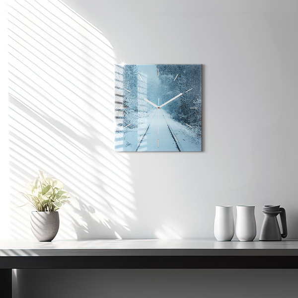 Reloj cuadrado Ciervos en las vías