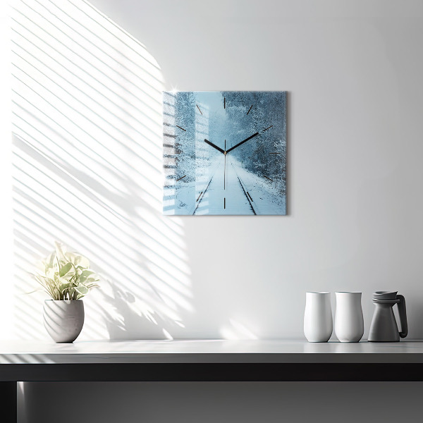 Reloj cuadrado Ciervos en las vías