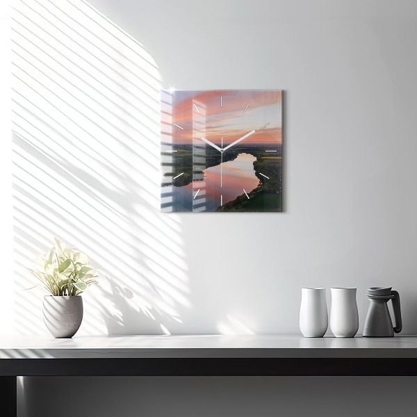 Reloj cuadrado Lago a vista de pájaro