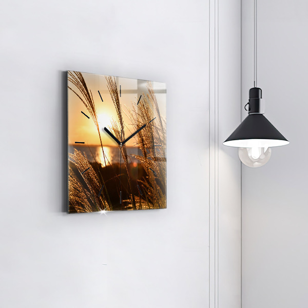 Reloj cuadrado Trigo en la hora dorada