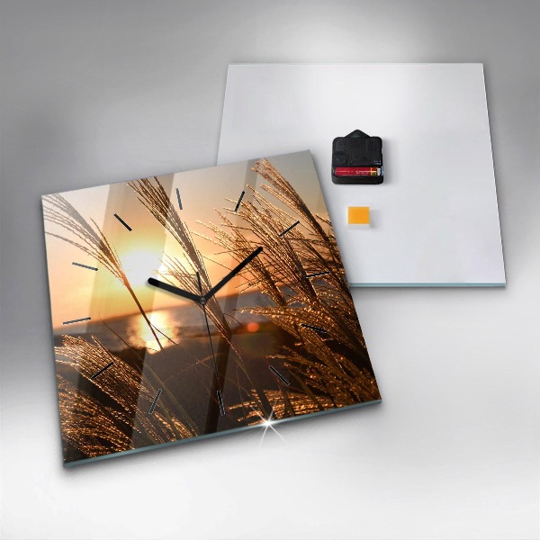 Reloj cuadrado Trigo en la hora dorada