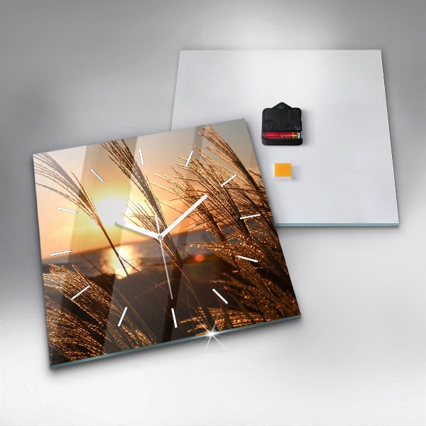 Reloj cuadrado Trigo en la hora dorada