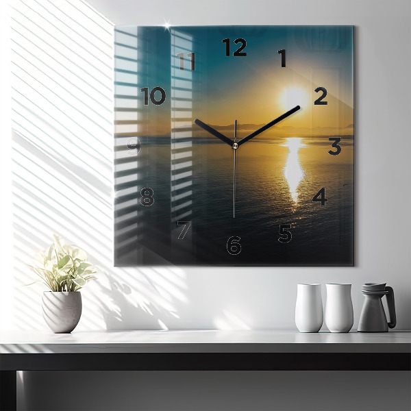 Reloj de pared cuadrado Paisaje al amanecer