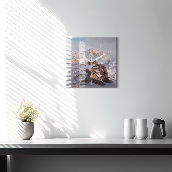 Reloj cuadrado Montaña cubierta de nieve