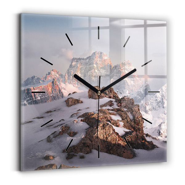Reloj cuadrado Montaña cubierta de nieve
