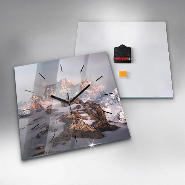 Reloj cuadrado Montaña cubierta de nieve