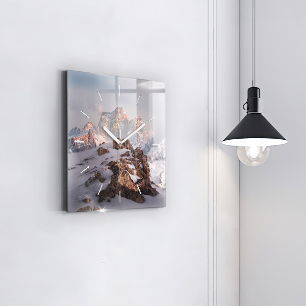 Reloj cuadrado Montaña cubierta de nieve