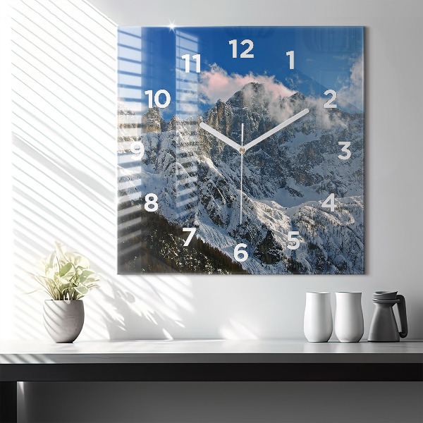 Reloj de pared cuadrado Montañas bajo el cielo azul