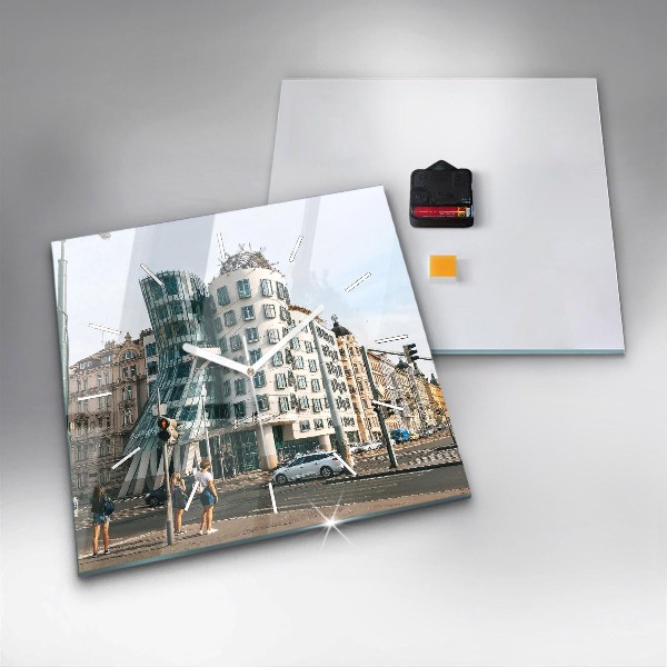 Reloj de pared cuadrado Casa danzante Praga