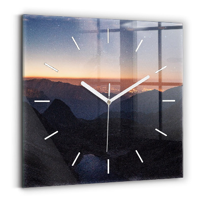 Reloj de pared cuadrado Montañas al atardecer
