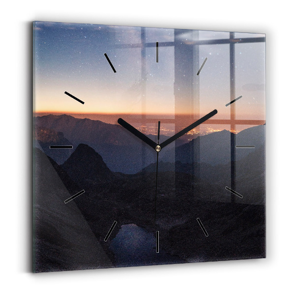 Reloj de pared cuadrado Montañas al atardecer