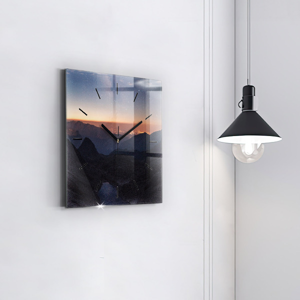 Reloj de pared cuadrado Montañas al atardecer