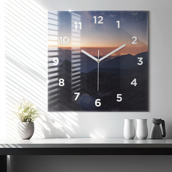 Reloj de pared cuadrado Montañas al atardecer