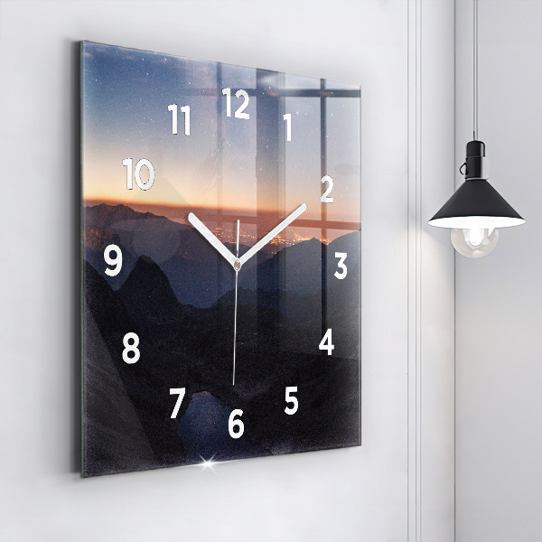 Reloj de pared cuadrado Montañas al atardecer