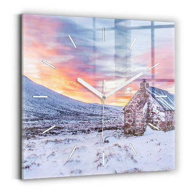 Reloj de pared cuadrado Cabaña en las montañas