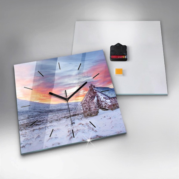 Reloj de pared cuadrado Cabaña en las montañas