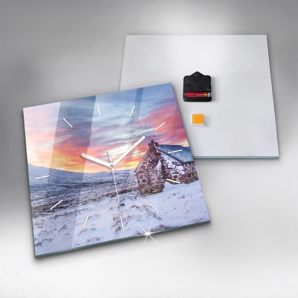 Reloj de pared cuadrado Cabaña en las montañas