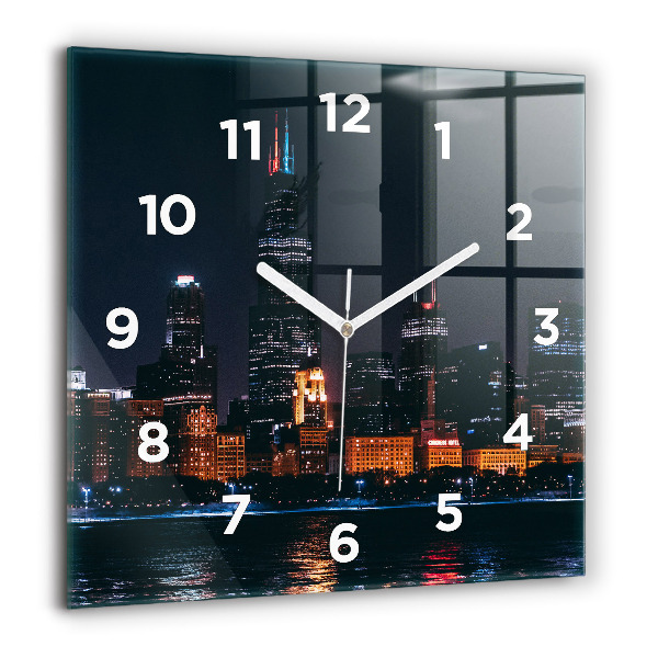 Reloj de pared cuadrado Paisaje urbano de Chicago