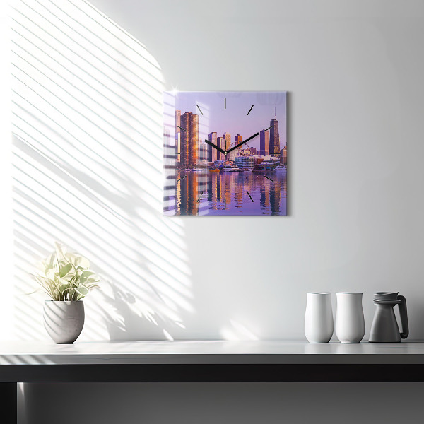 Reloj de pared cuadrado Vista de rascacielos estadounidenses