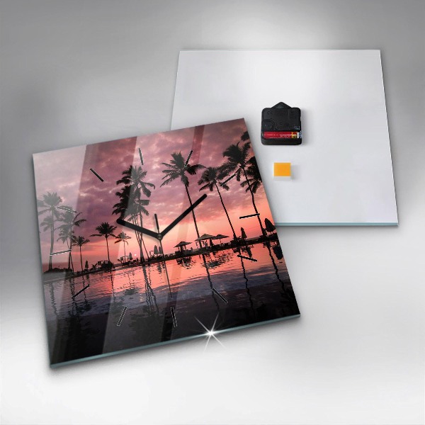 Reloj de pared cuadrado Palmeras en Hawai