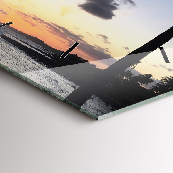 Reloj cuadrado Palmera y amanecer