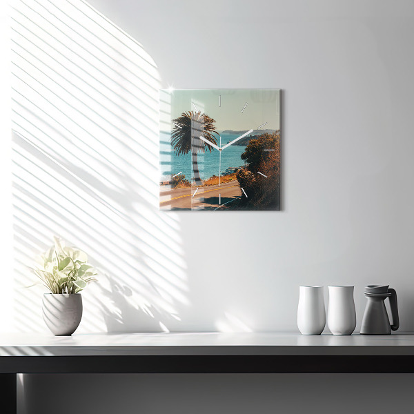 Reloj cuadrado Palmeras en Malibú